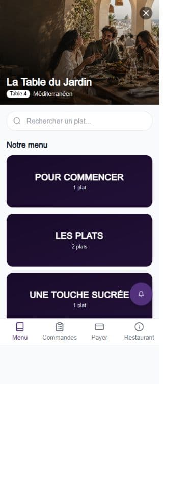 Écran Tawla Go : Menu, données de démonstration
